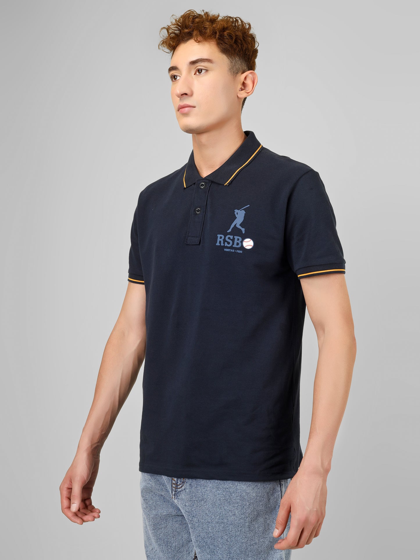 Polo Collar T-shirt with Logo Print