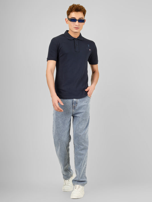 Polo Collar T-shirt With Front & Back Embroidery