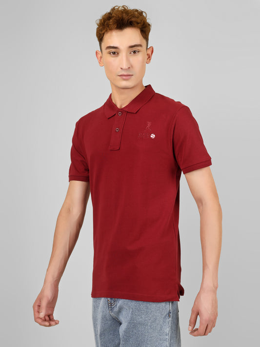 Polo Collar T-shirt With Front & Back Embroidery