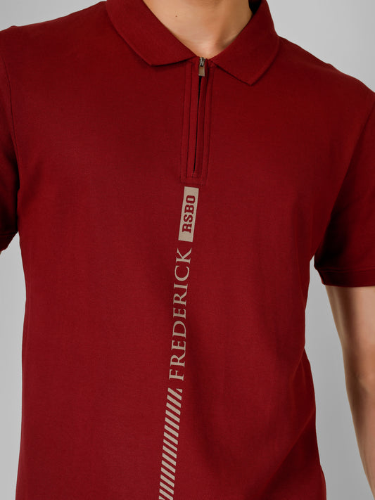 Polo Collar T-shirt With Metal Zipper