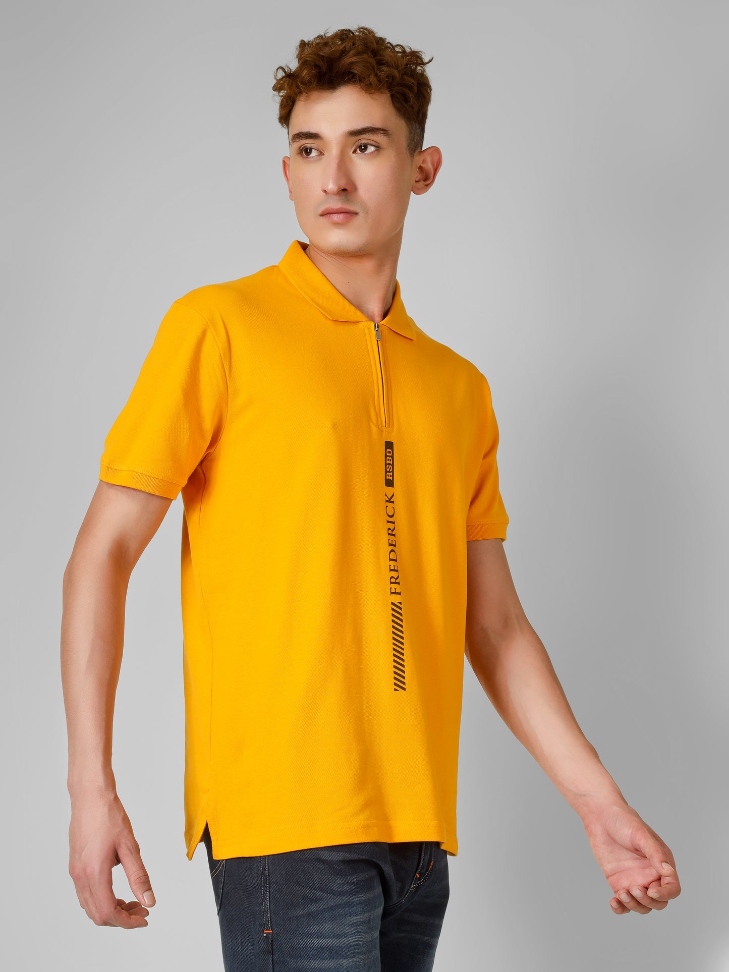 Polo Collar T-shirt With Metal Zipper