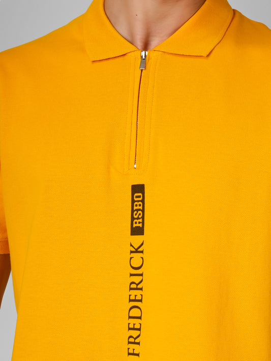 Polo Collar T-shirt With Metal Zipper