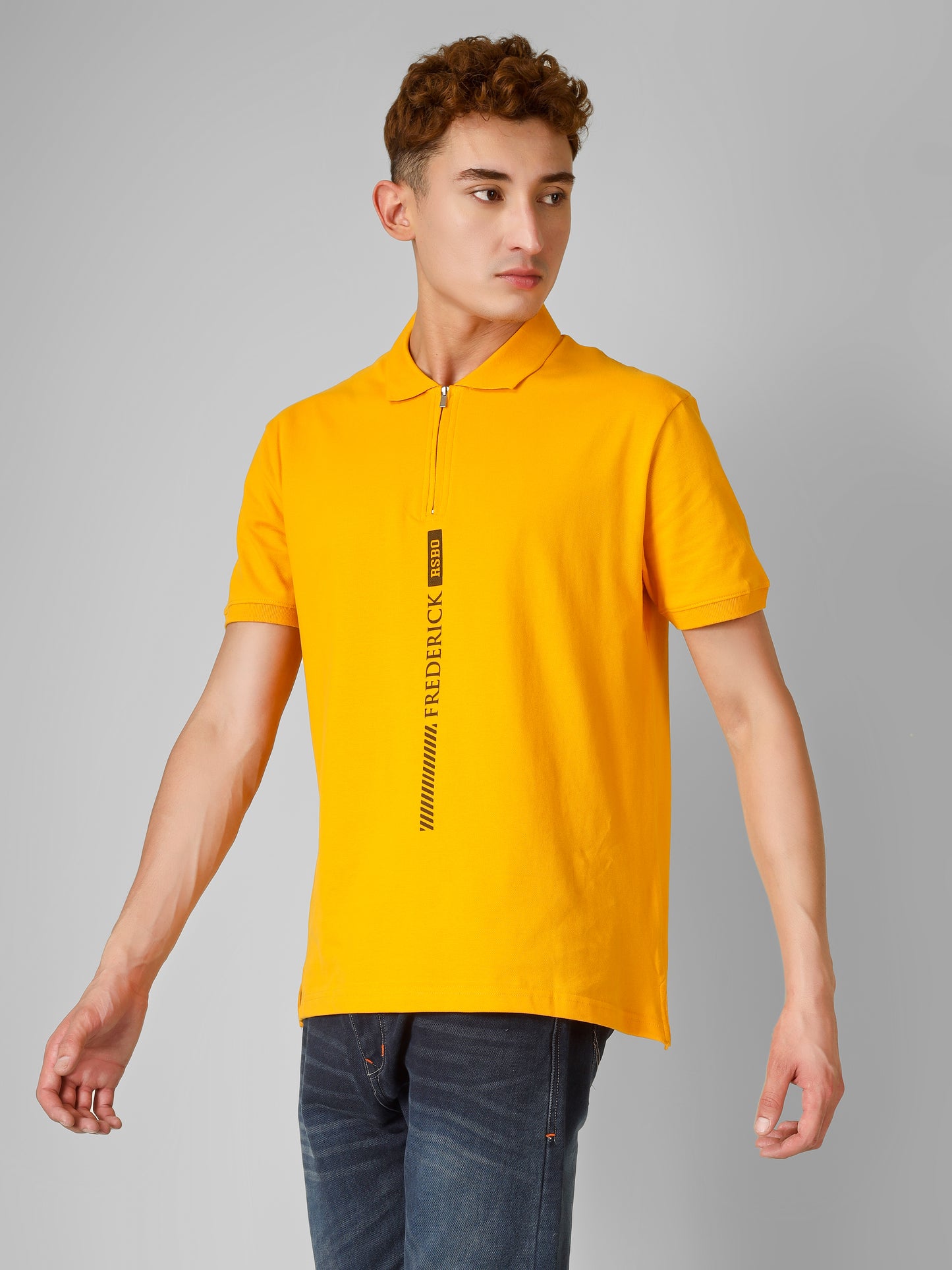 Polo Collar T-shirt With Metal Zipper