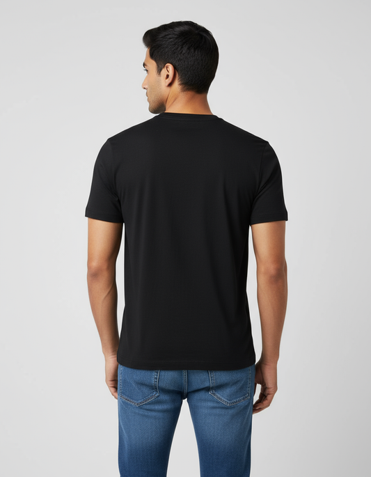 Ultra HD black t-shirt back view