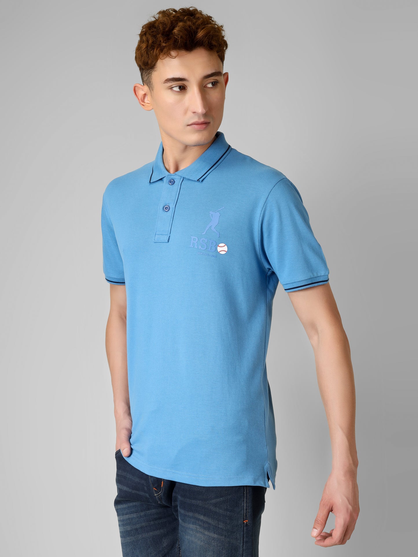 Polo Collar T-shirt with Logo Print