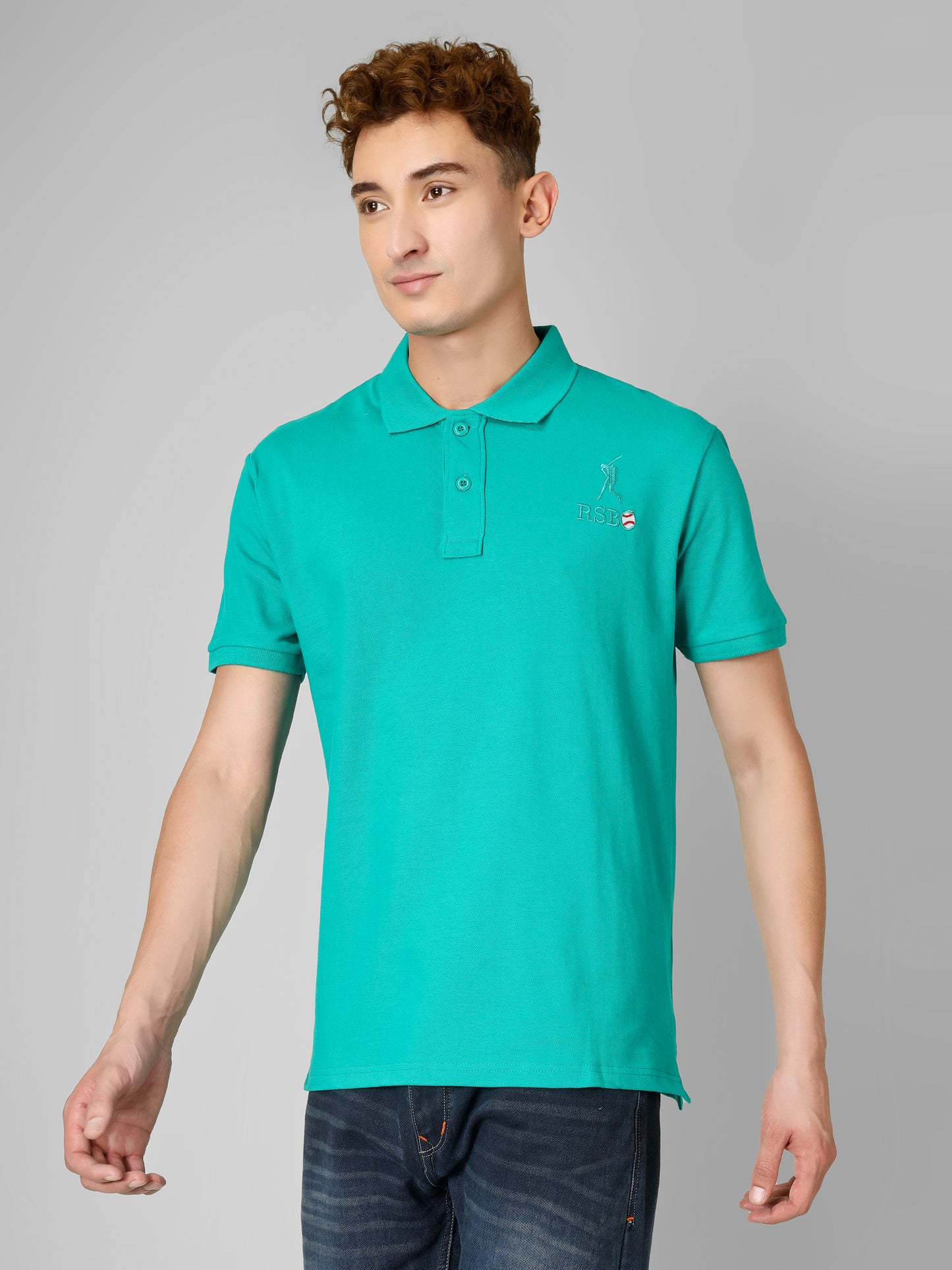 Polo Collar T-shirt With Front & Back Embroidery