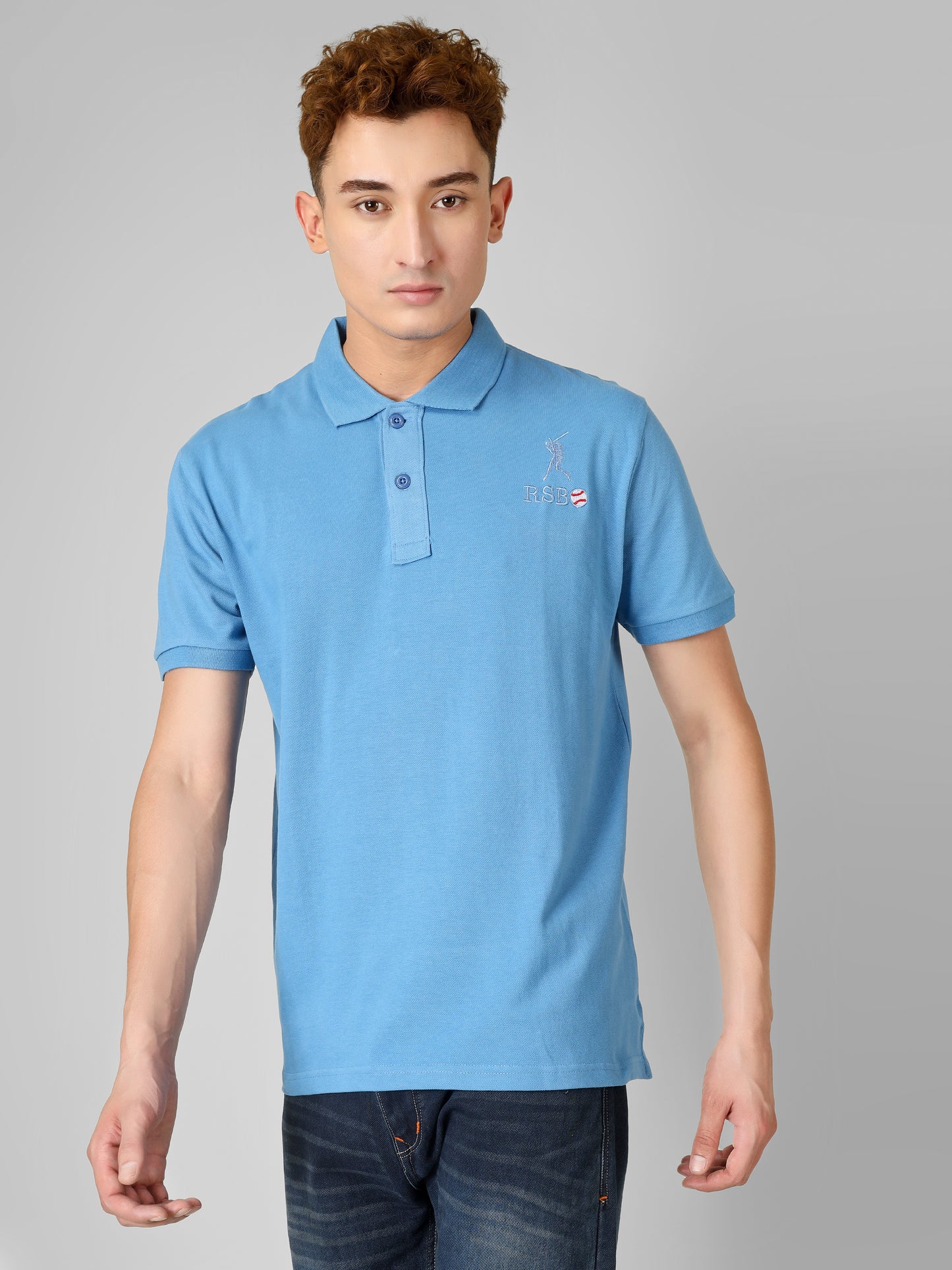 Polo Collar T-shirt With Front & Back Embroidery