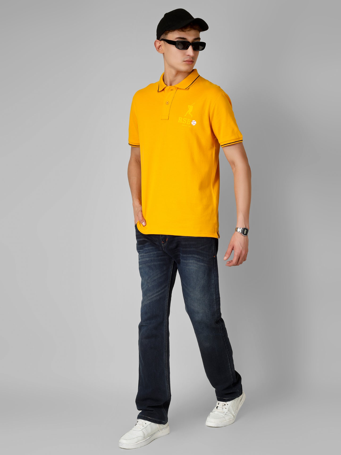 Polo Collar T-shirt with Logo Print