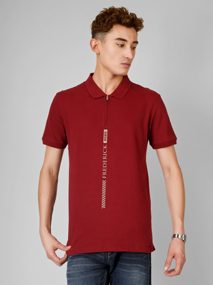 Polo Collar T-shirt With Metal Zipper