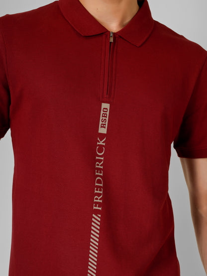 Polo Collar T-shirt With Metal Zipper