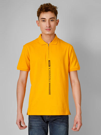 Polo Collar T-shirt With Metal Zipper