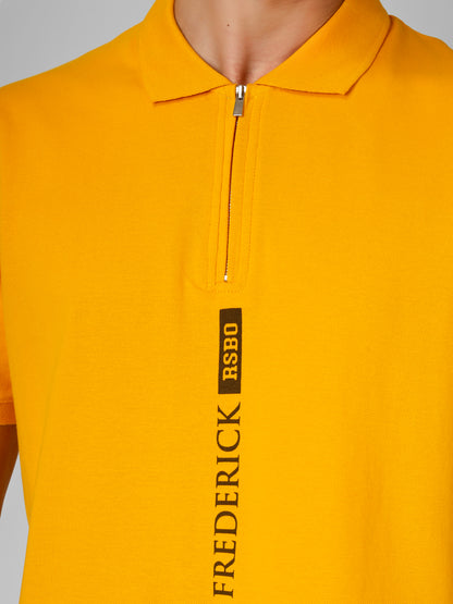 Polo Collar T-shirt With Metal Zipper