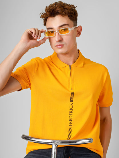 Polo Collar T-shirt With Metal Zipper