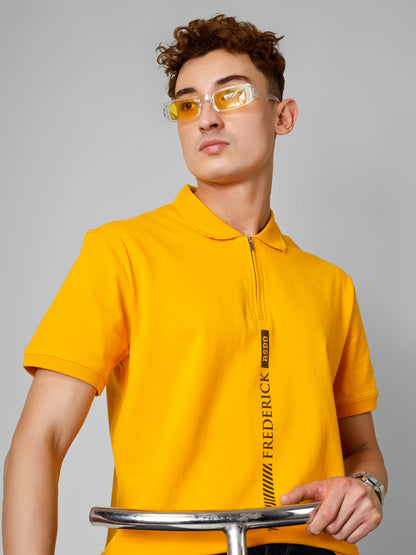 Polo Collar T-shirt With Metal Zipper