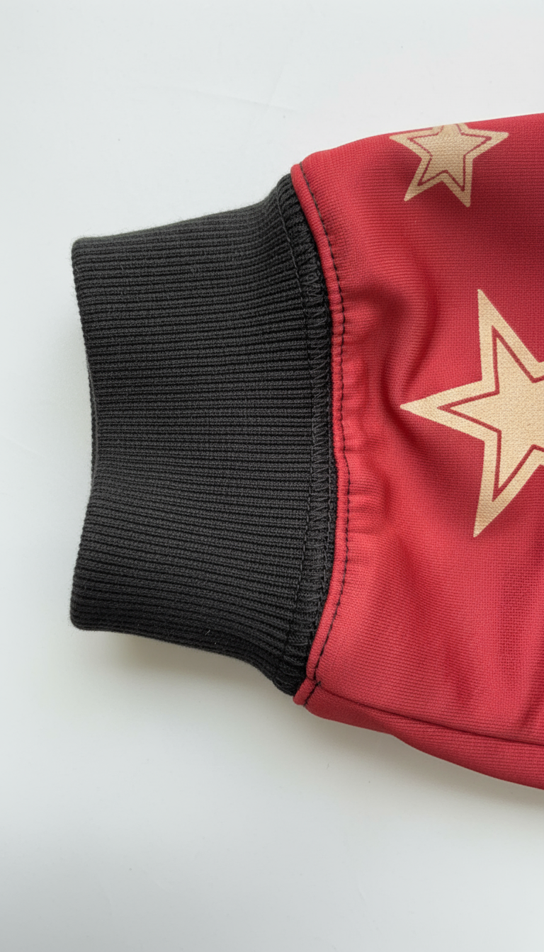 Detail shot of sleeve and stitching