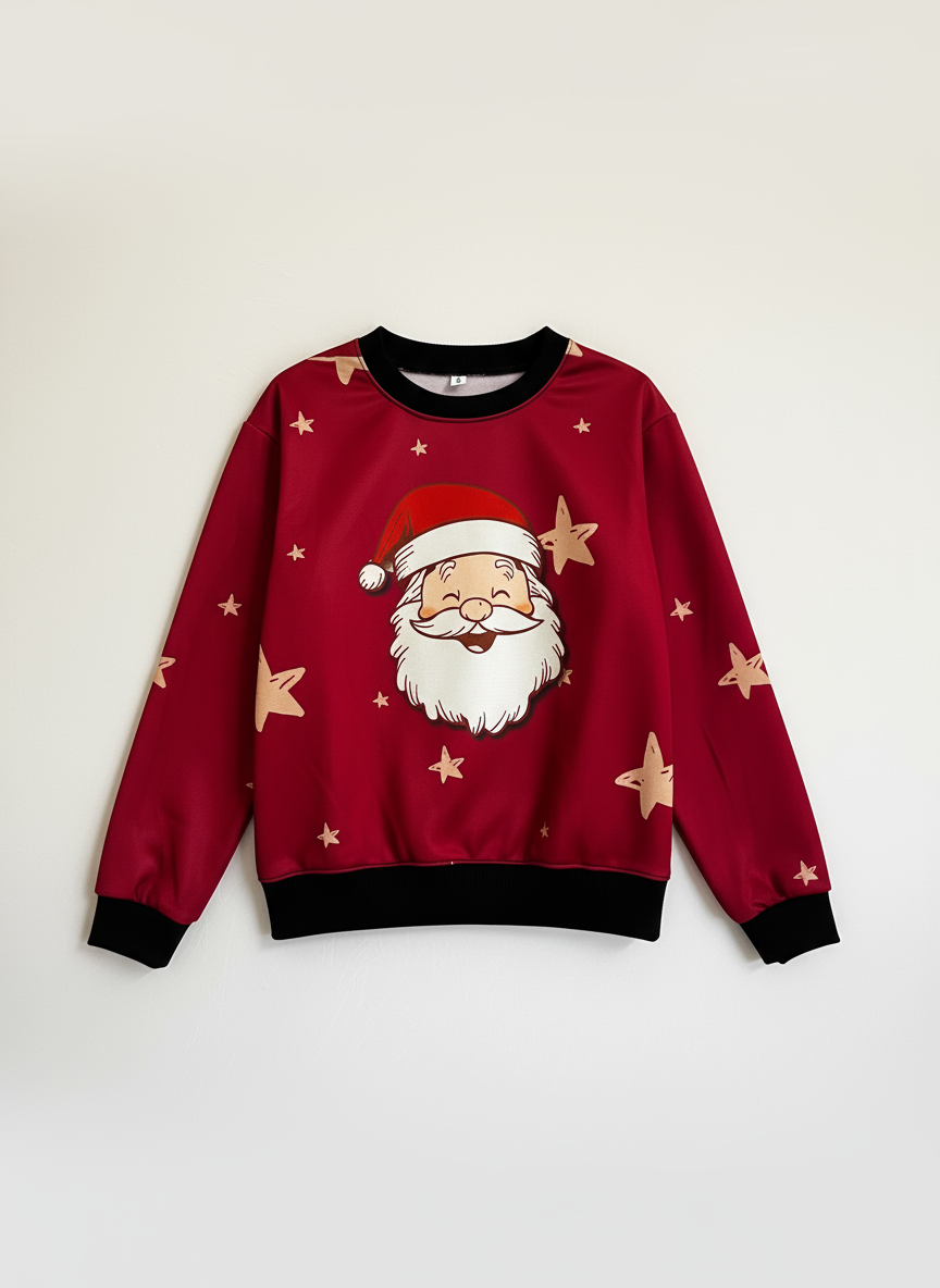 Professional product photography of Santa sweatshirt
